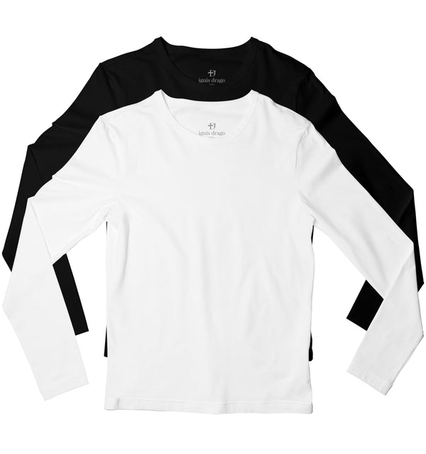 2 Black/White Full Sleeve T-shirts