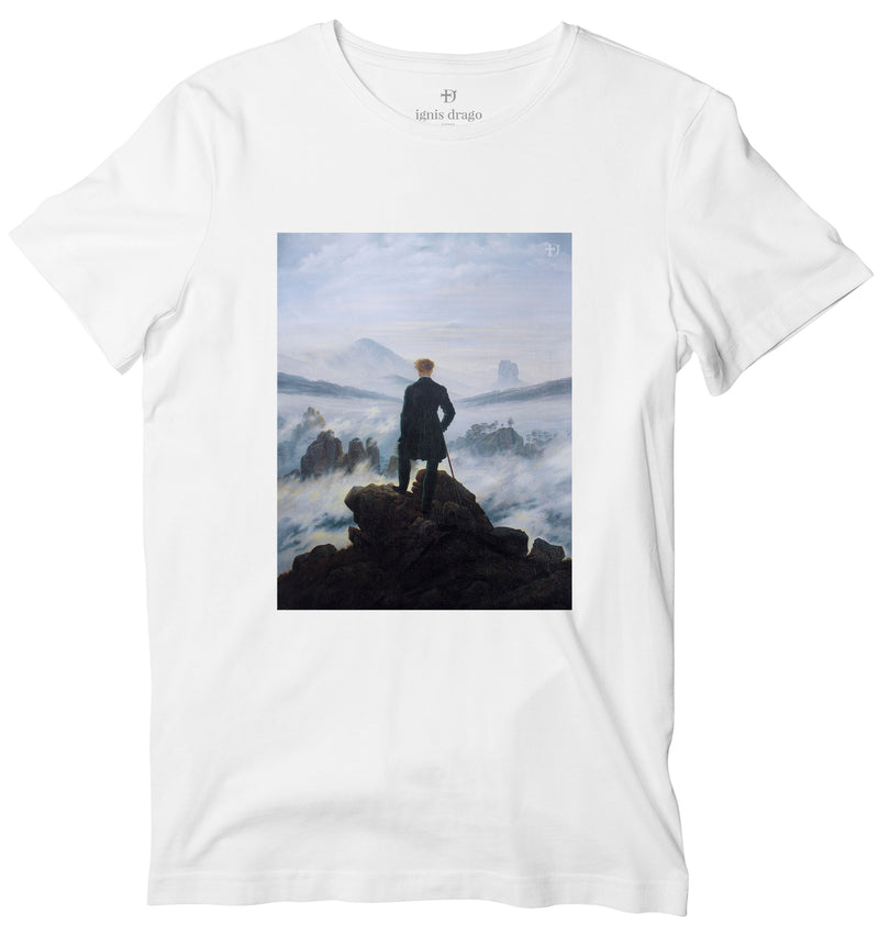 Wanderer Above The Sea Of Fog Art T-shirt - Casper David Friedrich World’s Best Custom Tees White XL