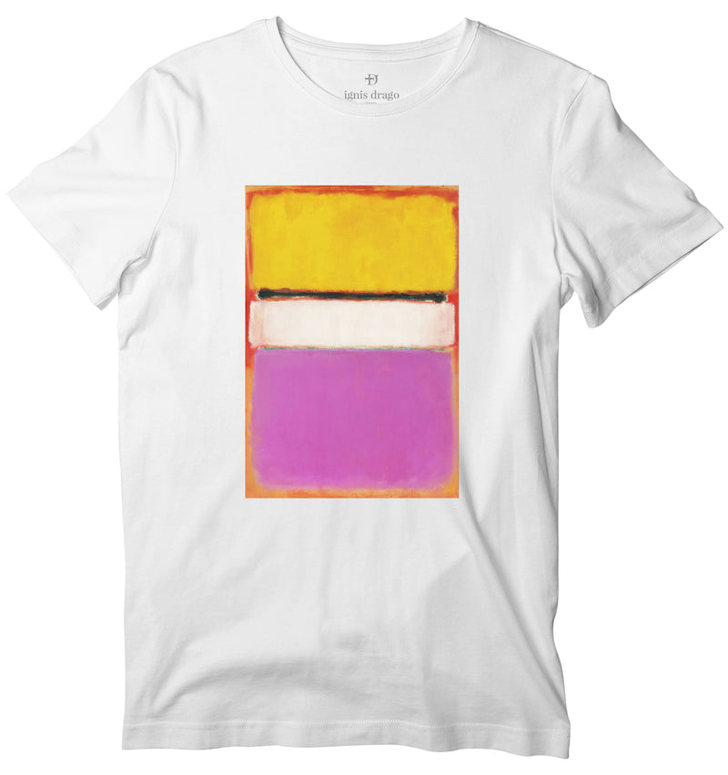 White Center (Yellow, Pink and Lavender on Rose) Art T-shirt